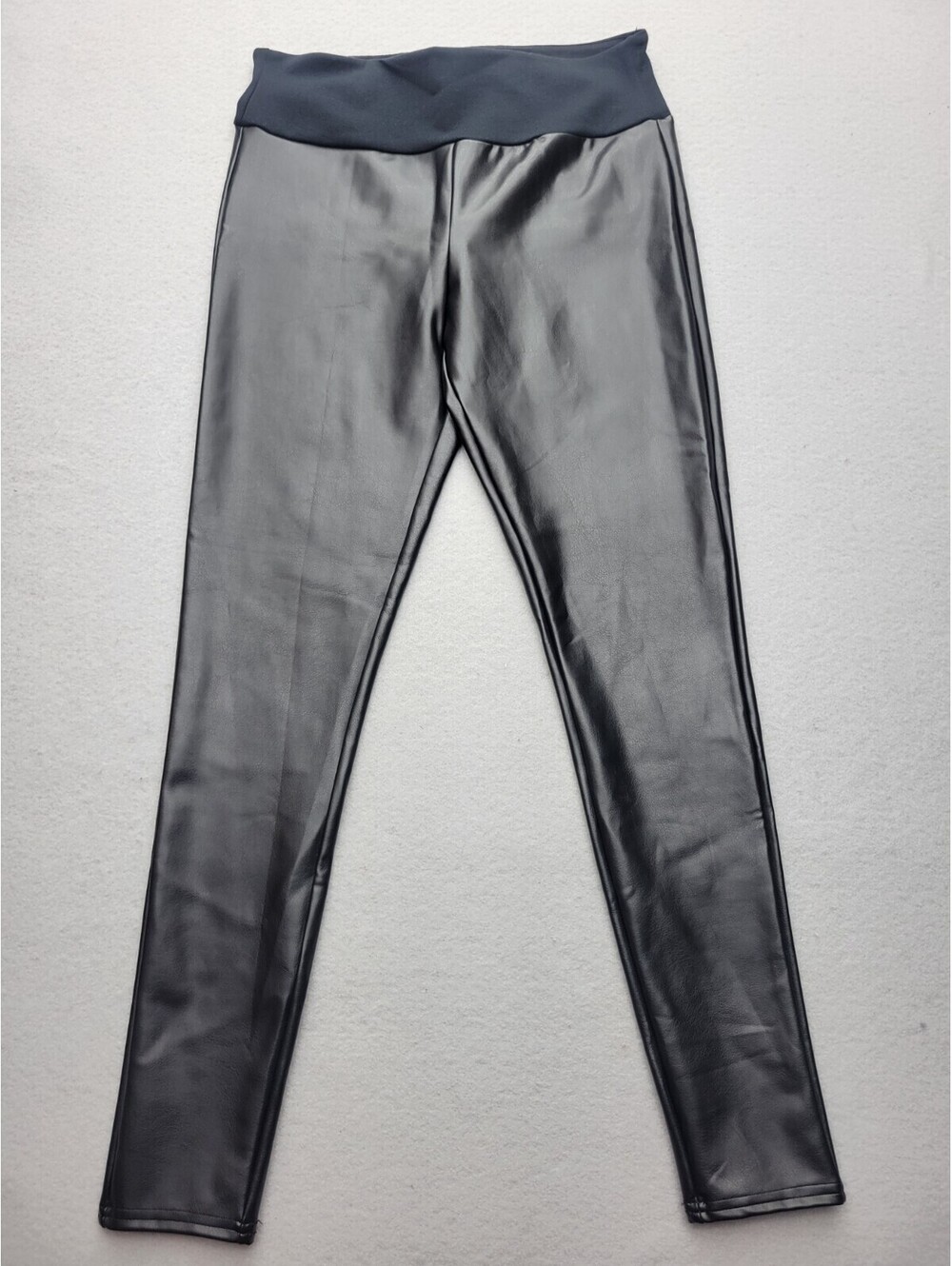 Spanks Women's Pants Size XL Black High Rise Leggings Assets Faux Leather
